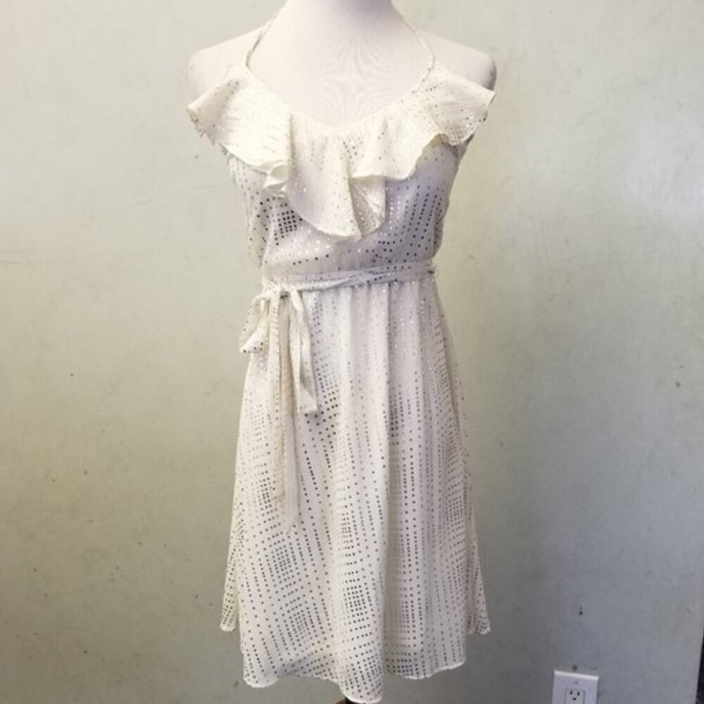 Jump Girl polka dot halter ruffled dress  women's size Small (Z-1)